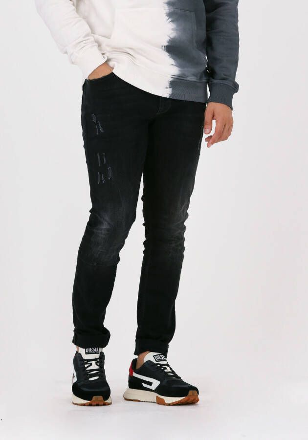 Pure Path Skinny Fit Jeans met Stoere Details Black Heren