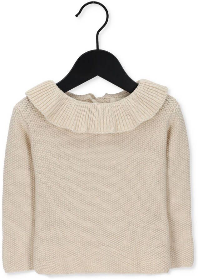 Quincy Mae Beige Trui Ruffle Collar Knit Sweater