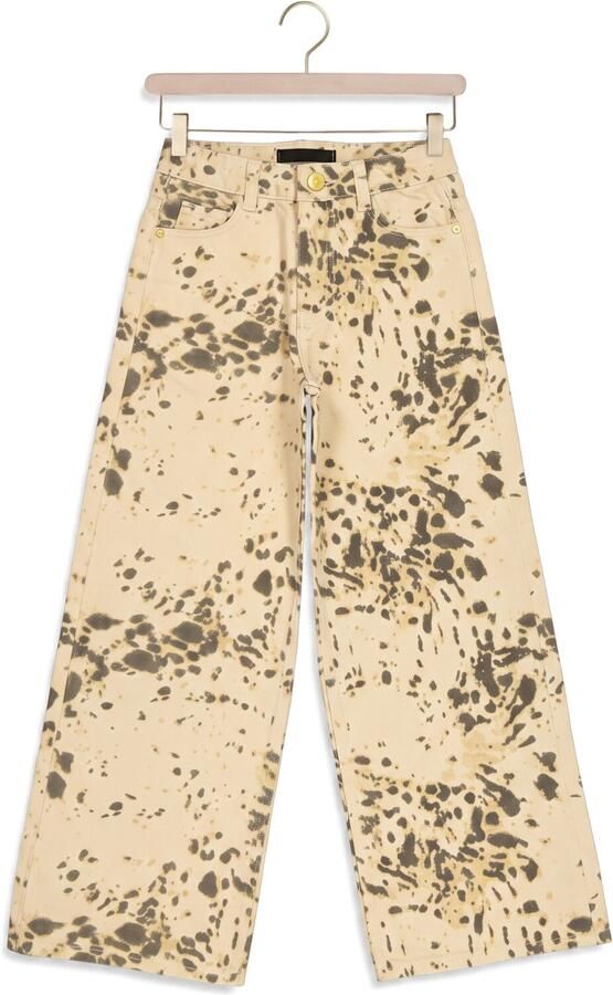 Raizzed Monaco Animal wide leg jeans met dierenprint zand groen