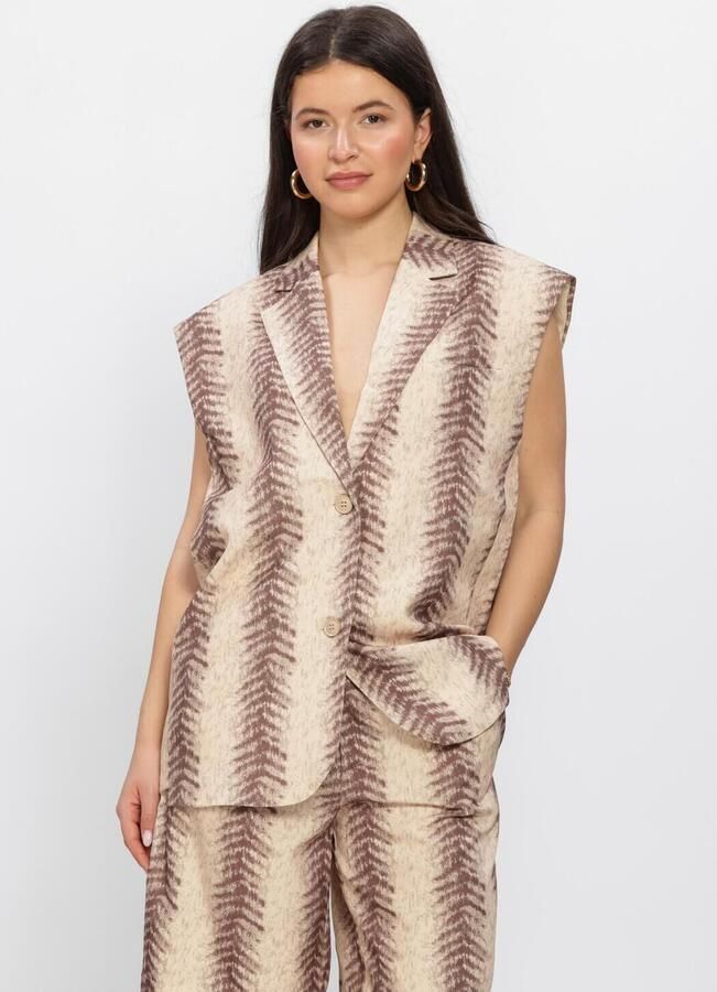Refined Department gilet met dierenprint bruin