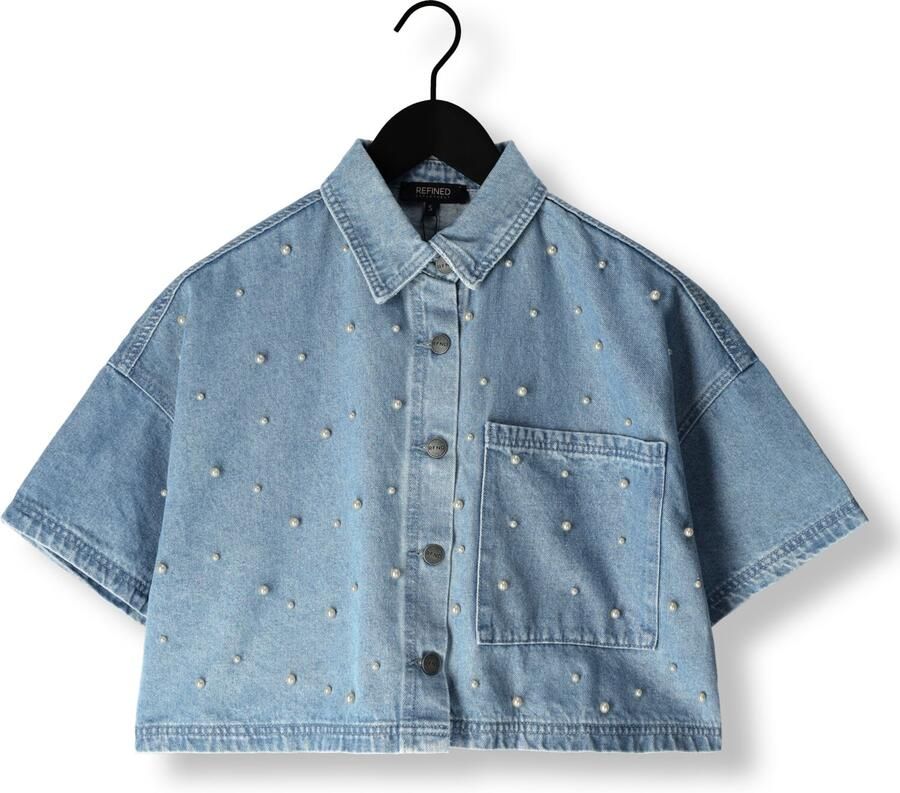 Refined Department denim blouse light blue denim met parels