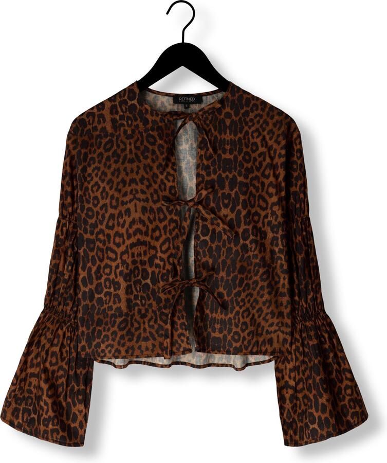 Refined Department Gemma Blouse Lange Mouw Stijlvolle Top Brown Dames