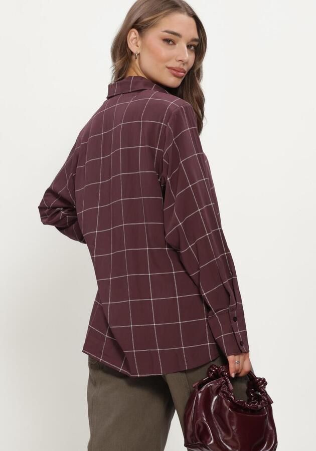 REFINED DEPARTMENT Dames Blouses Ladies Woven Blouse Check Shoulder Pads Naro Bordeaux - Foto 3