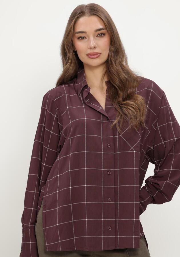 REFINED DEPARTMENT Dames Blouses Ladies Woven Blouse Check Shoulder Pads Naro Bordeaux - Foto 4