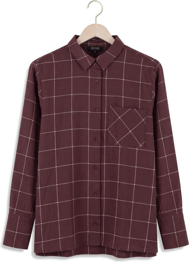 REFINED DEPARTMENT Dames Blouses Ladies Woven Blouse Check Shoulder Pads Naro Bordeaux - Foto 2