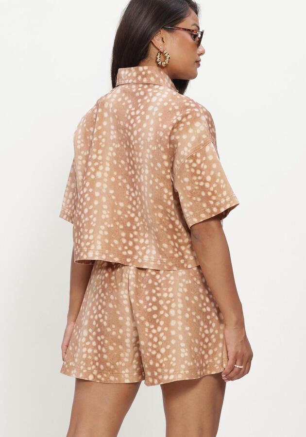 REFINED DEPARTMENT Dames Blouses Ladies Woven Cropped Blouse Bambi Print Adeline Camel - Foto 2
