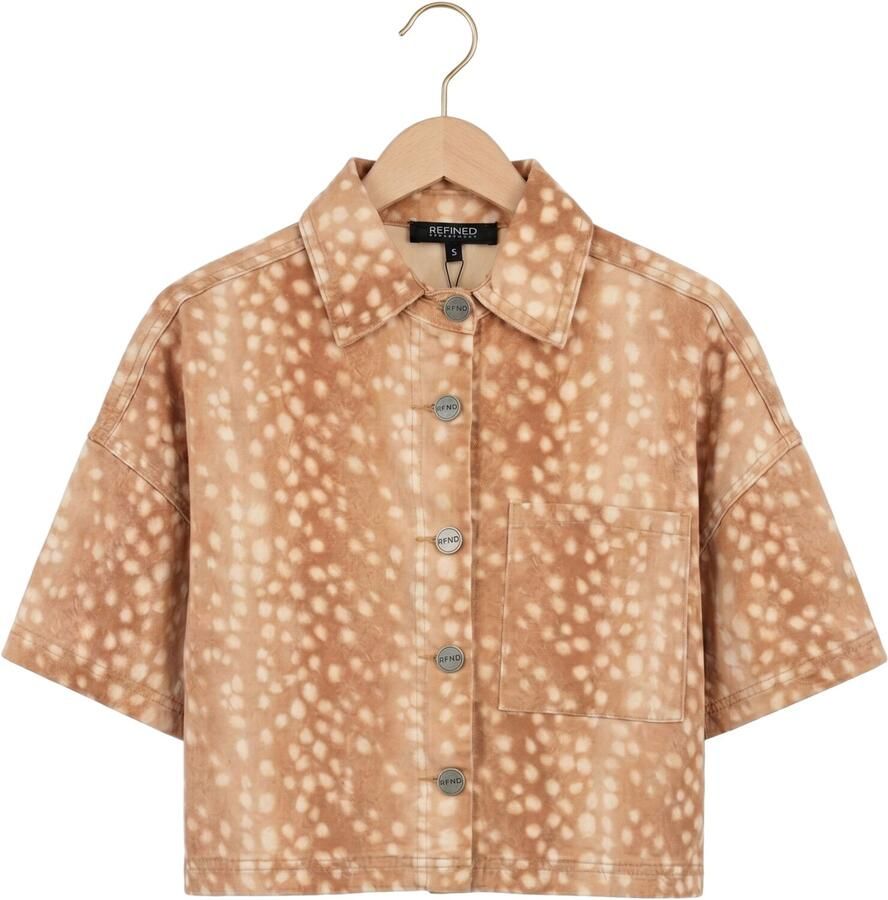 REFINED DEPARTMENT Dames Blouses Ladies Woven Cropped Blouse Bambi Print Adeline Camel - Foto 2