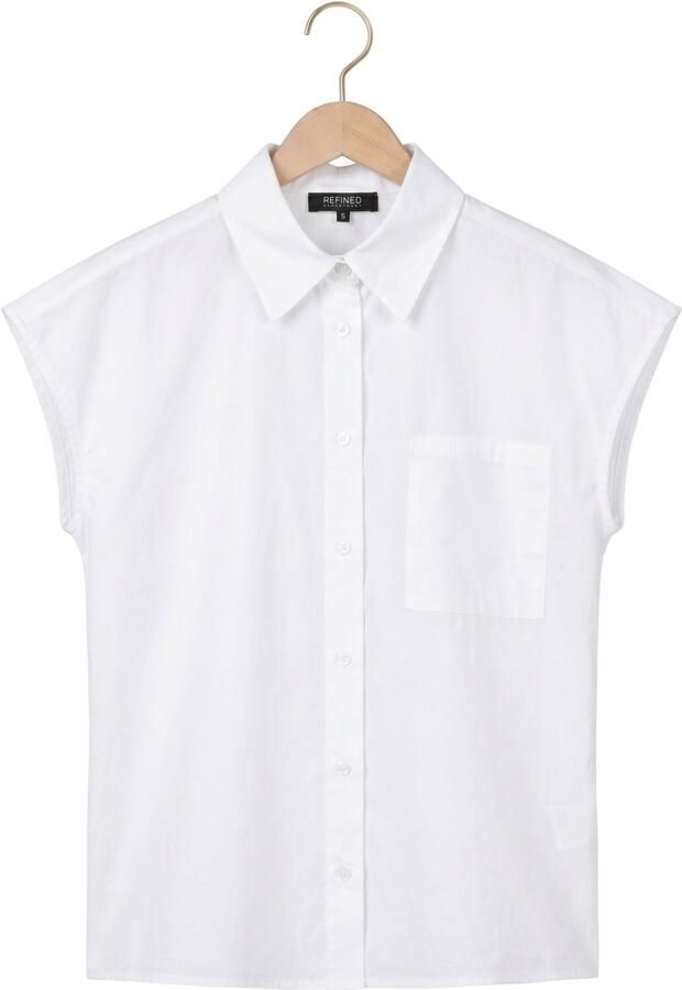REFINED DEPARTMENT Dames Blouses Ladies Woven Sleeveless Poplin Blouse Raffy Wit - Foto 4