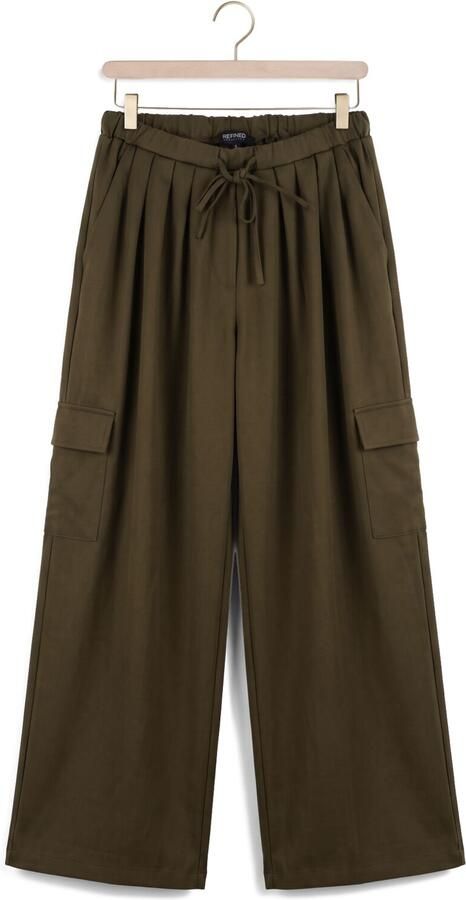 REFINED DEPARTMENT Dames Broeken Ladies Woven Wide Leg Cargo Pants Mila Khaki - Foto 4