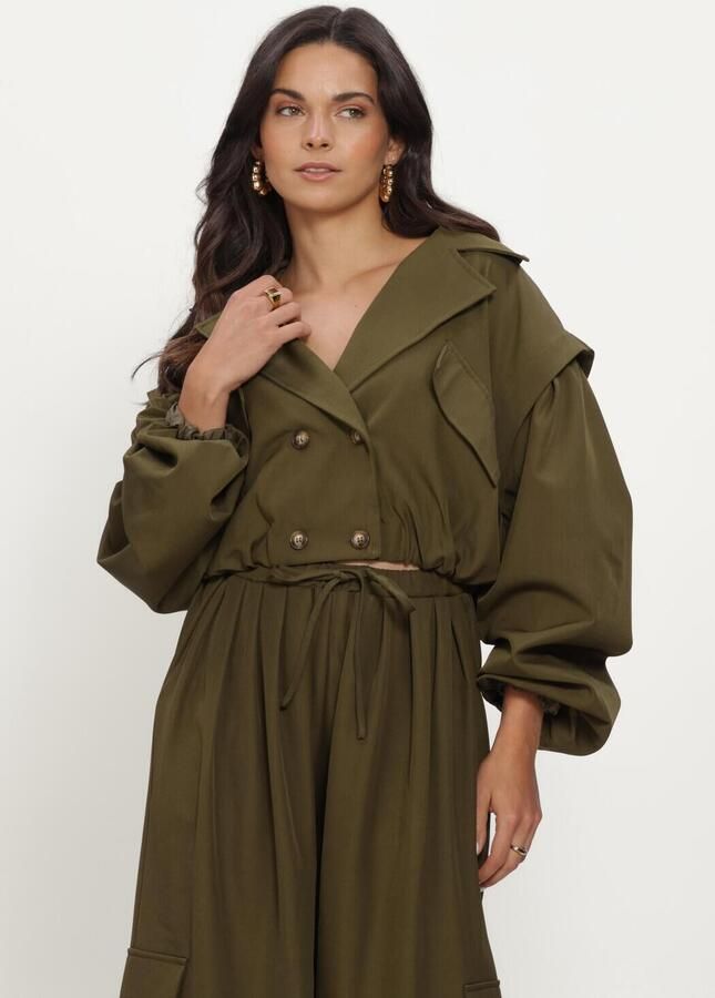 REFINED DEPARTMENT Dames Jassen Ladies Woven Bomber Trenchcoat Laya Olijf