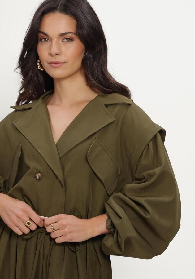 REFINED DEPARTMENT Dames Jassen Ladies Woven Bomber Trenchcoat Laya Olijf