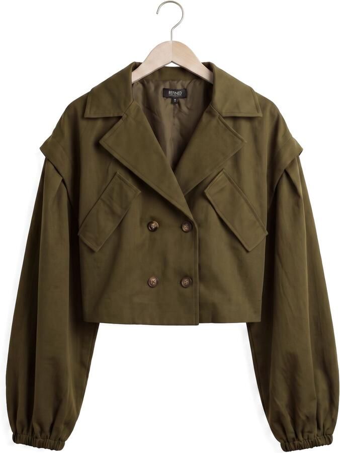 REFINED DEPARTMENT Dames Jassen Ladies Woven Bomber Trenchcoat Laya Olijf - Foto 2
