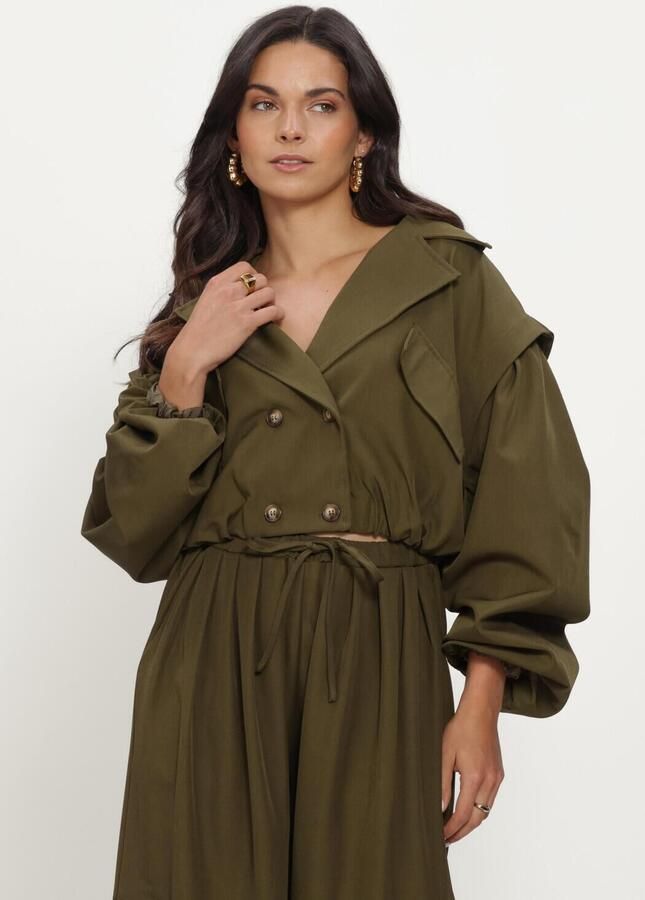 REFINED DEPARTMENT Dames Jassen Ladies Woven Bomber Trenchcoat Laya Olijf - Foto 3