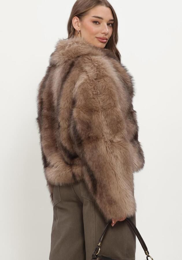 REFINED DEPARTMENT Dames Jassen Ladies Woven Faux Fur Jacket Luka Bruin - Foto 2