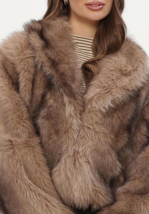 REFINED DEPARTMENT Dames Jassen Ladies Woven Faux Fur Jacket Luka Bruin - Foto 3