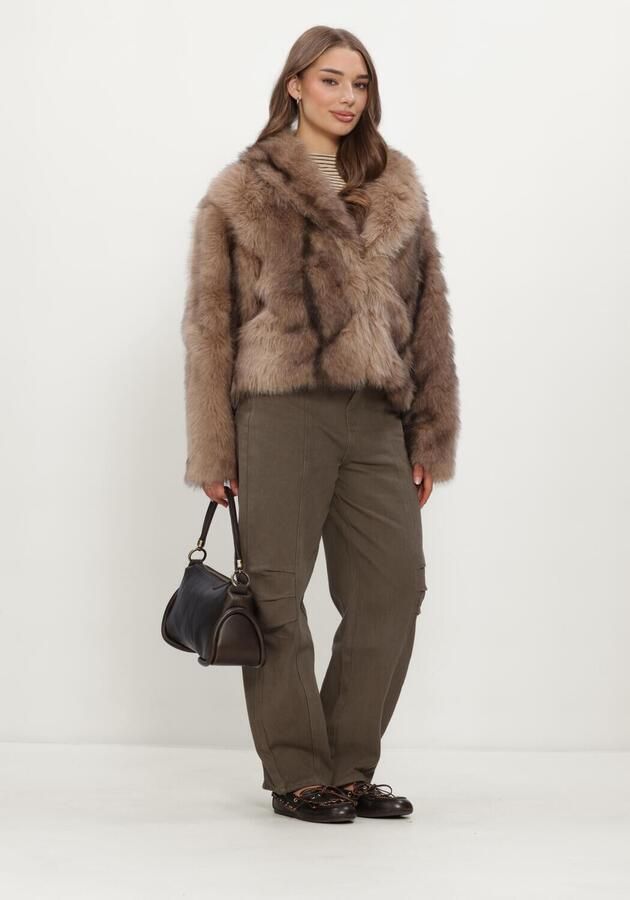REFINED DEPARTMENT Dames Jassen Ladies Woven Faux Fur Jacket Luka Bruin - Foto 4