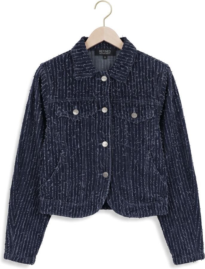 REFINED DEPARTMENT Dames Jassen Ladies Woven Structure Denim Jacket Ayla Blauw - Foto 2