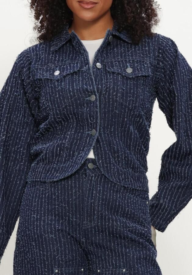 REFINED DEPARTMENT Dames Jassen Ladies Woven Structure Denim Jacket Ayla Blauw - Foto 4
