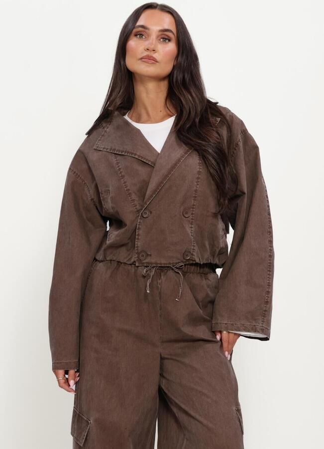 REFINED DEPARTMENT Dames Jassen Ladies Woven Washed Bomber Trenchcoat Jolanda Bruin