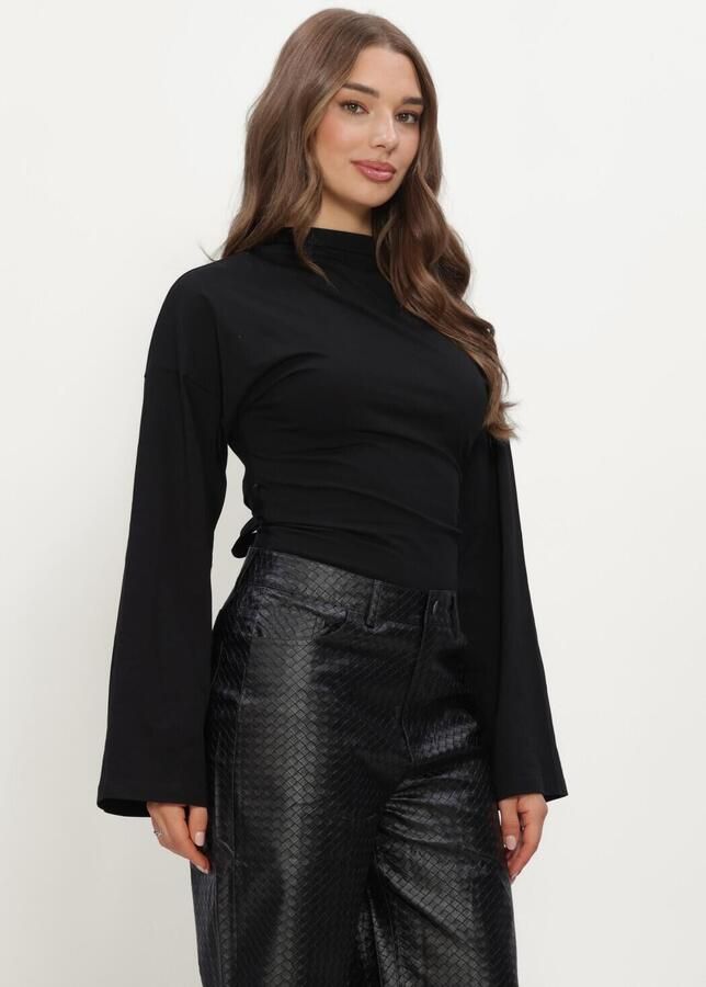 REFINED DEPARTMENT Dames Tops & T-shirts Ladies Knitted Longsleeve Detail Back Feather Zwart - Foto 2