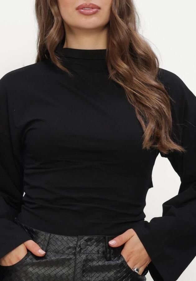 REFINED DEPARTMENT Dames Tops & T-shirts Ladies Knitted Longsleeve Detail Back Feather Zwart - Foto 4