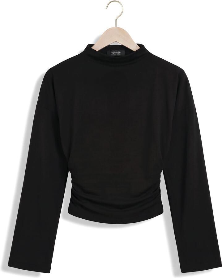 REFINED DEPARTMENT Dames Tops & T-shirts Ladies Knitted Longsleeve Detail Back Feather Zwart - Foto 2