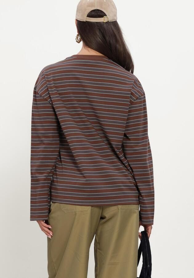 REFINED DEPARTMENT Dames Tops & T-shirts Ladies Knitted Oversized Striped Longsleeve Amelie Bruin - Foto 3