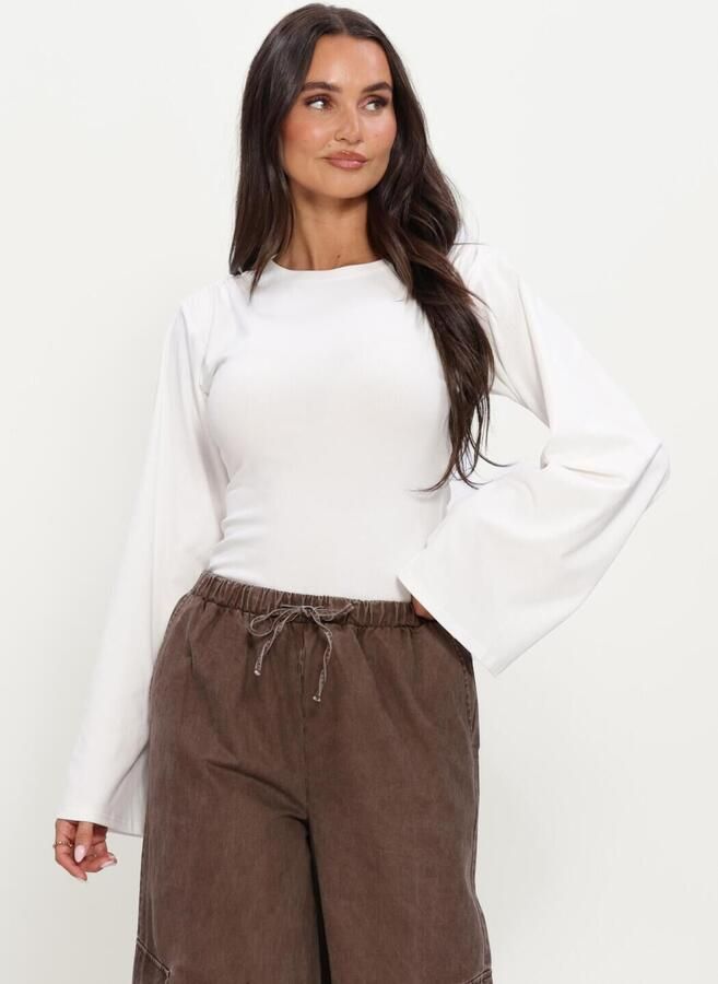 REFINED DEPARTMENT Dames Tops & T-shirts Ladies Knitted Slim Fitted Body Amy Wit