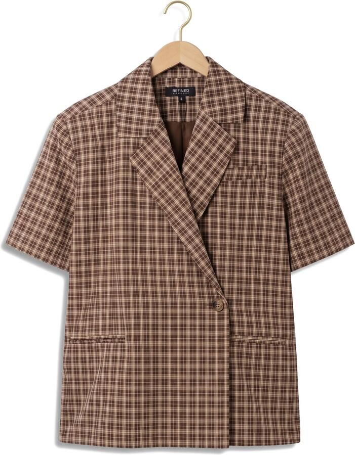 REFINED DEPARTMENT Dames Tops & T-shirts Ladies Woven Oversized Closure Top Ella Bruin - Foto 2