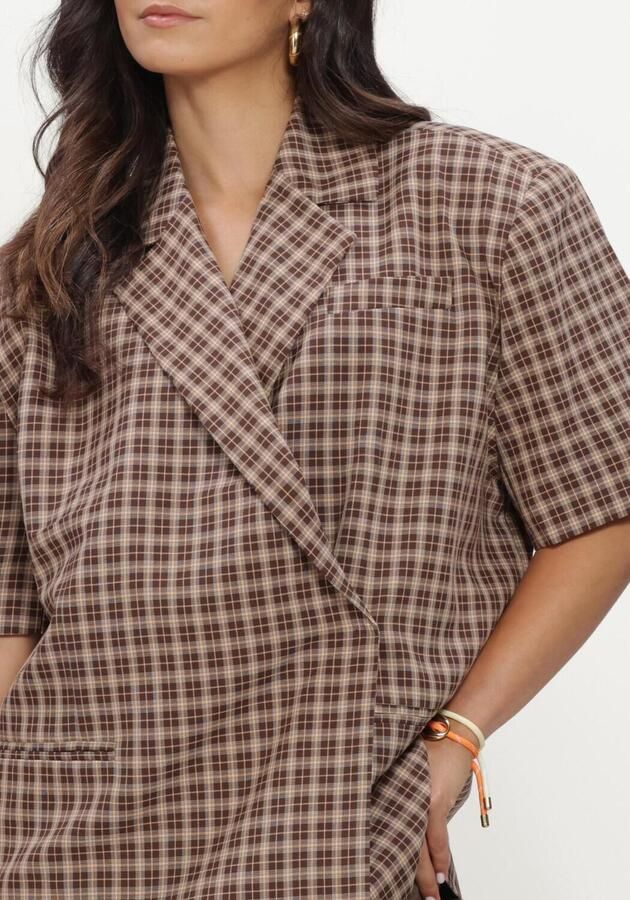 REFINED DEPARTMENT Dames Tops & T-shirts Ladies Woven Oversized Closure Top Ella Bruin - Foto 4