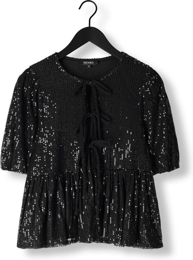 Refined Department Silva Top Korte Mouw Stijlvol Shirt Black Dames