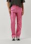 Refined Department imitatieleren high waist straight fit broek Elise roze - Thumbnail 1