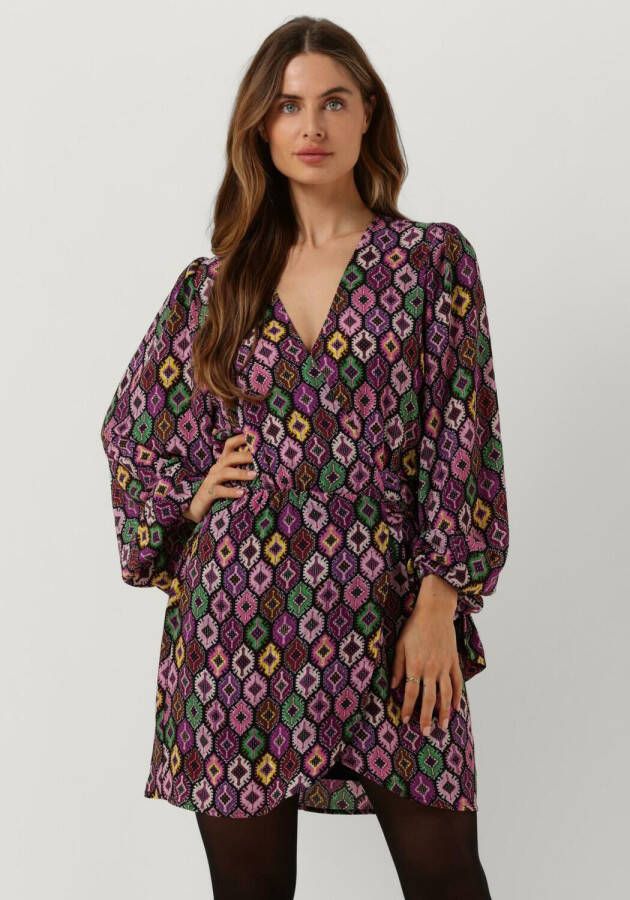 Refined Department Lotte Zwarte Mini Jurk Multicolor Dames
