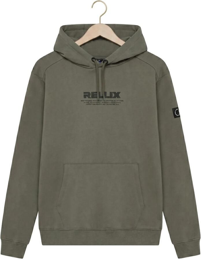 Rellix rechtvallende hoodie met logo grijsgroen
