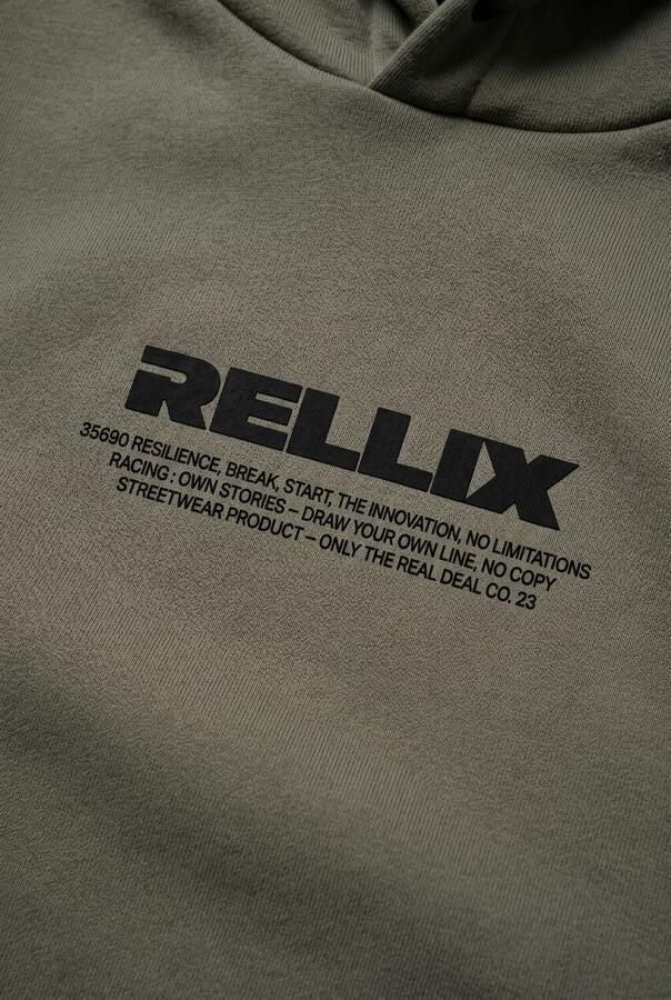 Rellix rechtvallende hoodie met logo grijsgroen - Foto 2