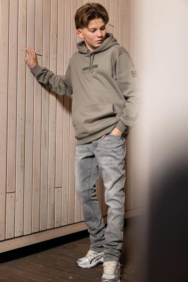 Rellix rechtvallende hoodie met logo grijsgroen - Foto 3