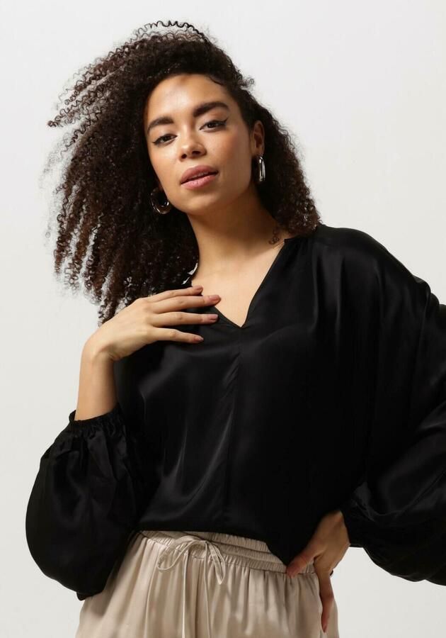 RESORT FINEST Dames Blouses Satin Balloon Blouse Zwart - Foto 4