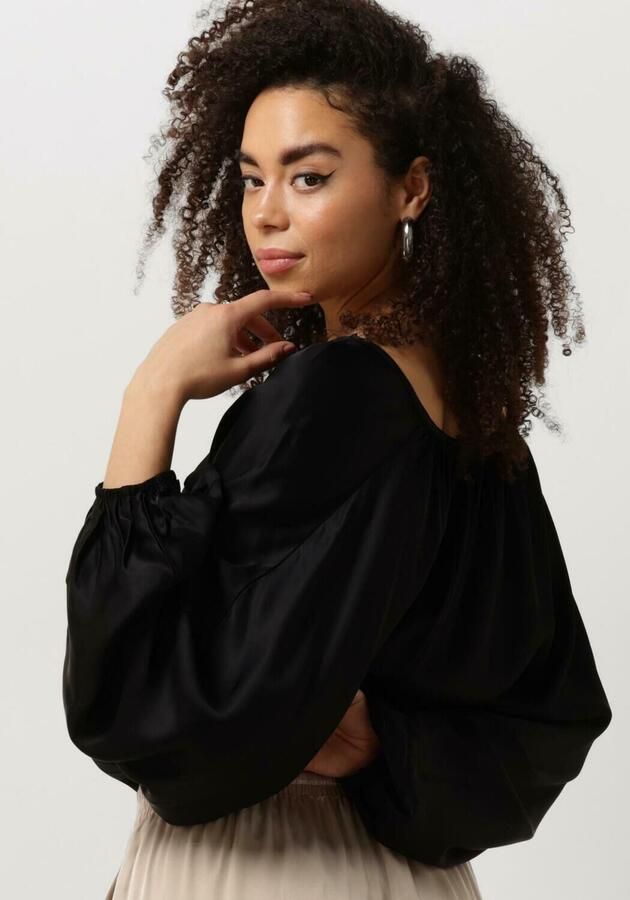 RESORT FINEST Dames Blouses Satin Balloon Blouse Zwart - Foto 2