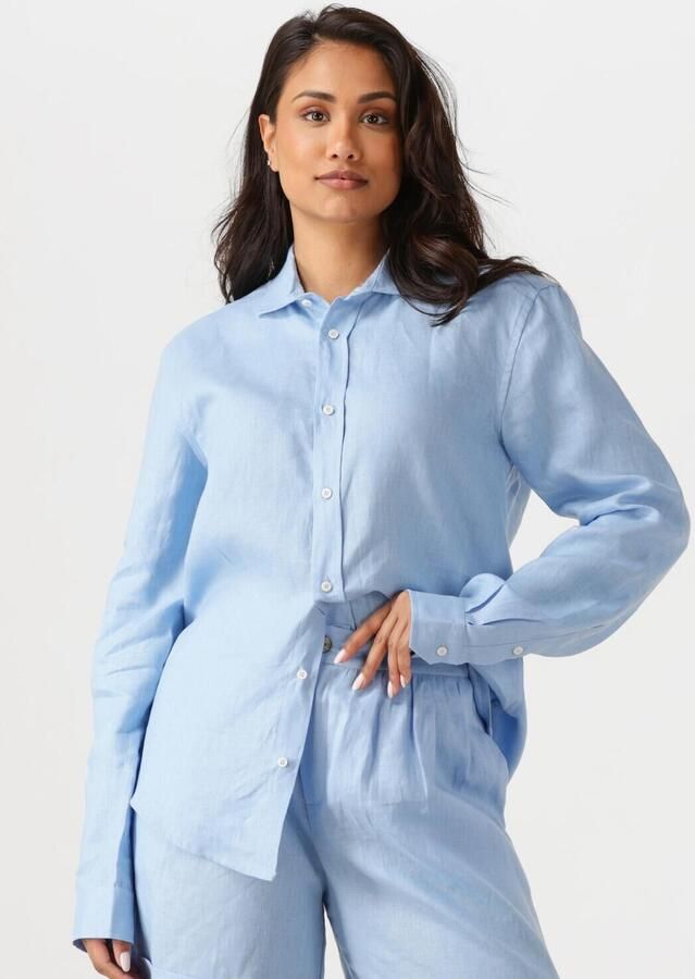 RESORT FINEST Dames Blouses Shirt 100% Linen Lichtblauw - Foto 4
