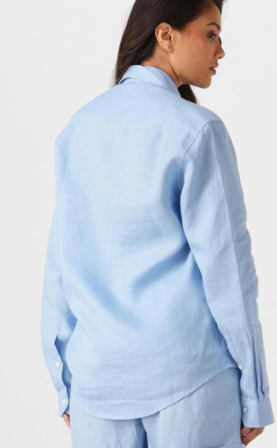 RESORT FINEST Dames Blouses Shirt 100% Linen Lichtblauw - Foto 3