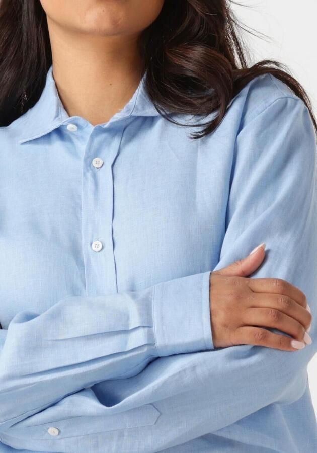 RESORT FINEST Dames Blouses Shirt 100% Linen Lichtblauw