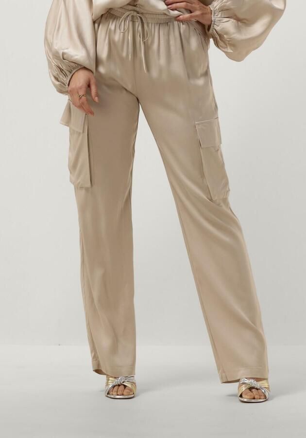 RESORT FINEST Dames Broeken Satin Cargo Pants Beige - Foto 4