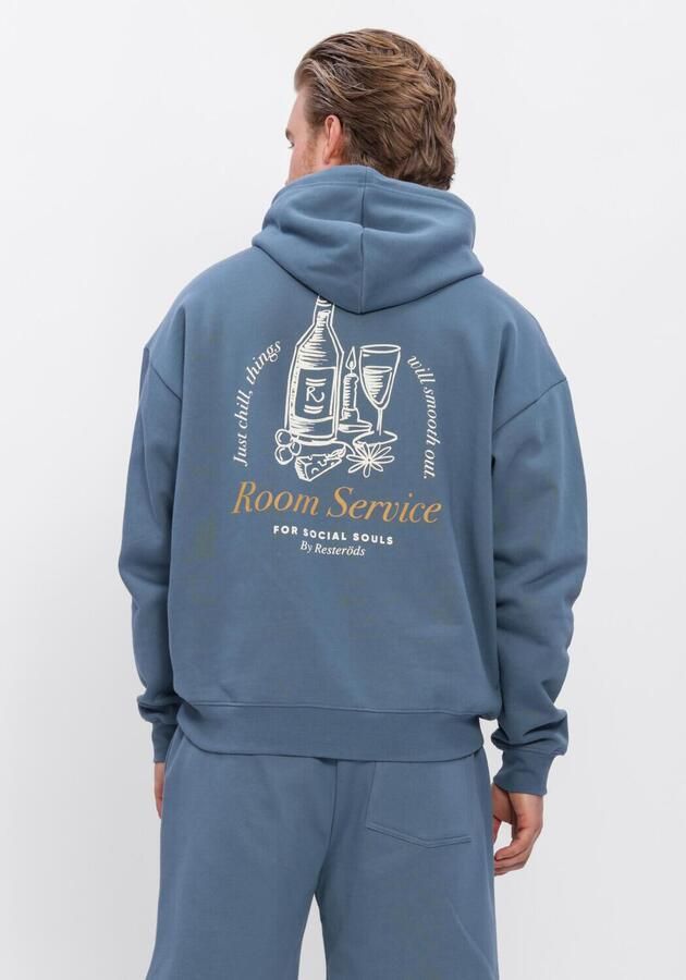 RESTERÖDS Resteröds Heren Truien & Vesten Jay Back Printed Hoodie Blauw