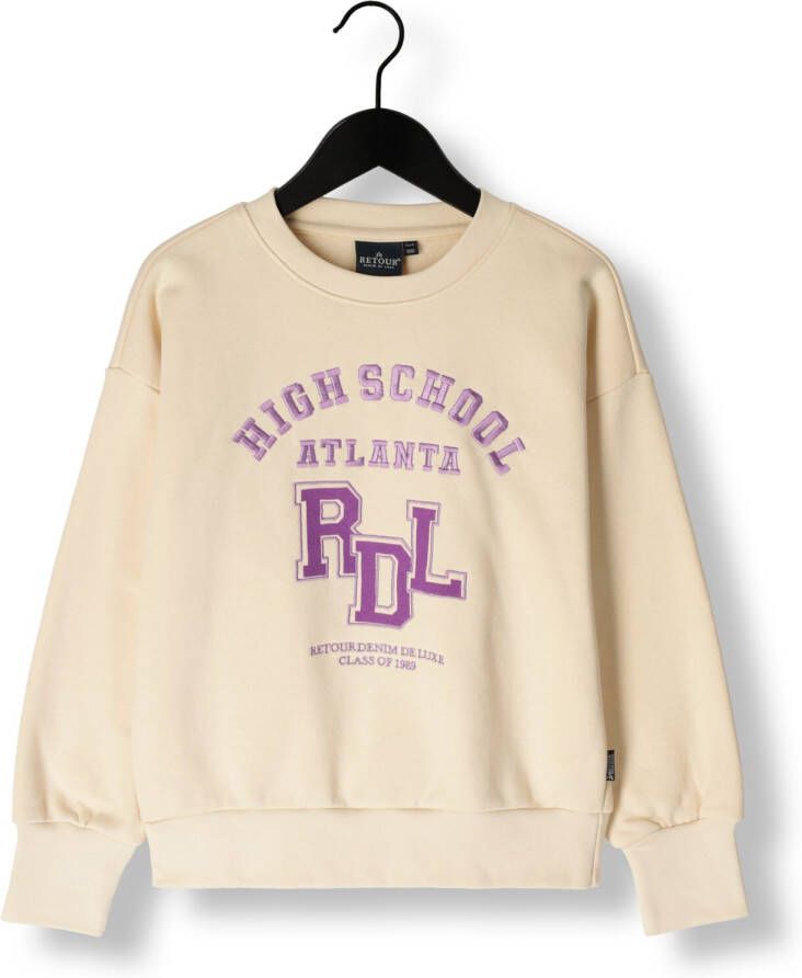 Retour Denim sweater Imane met printopdruk beige Meisjes Sweat (duurzaam) Ronde hals 146 152