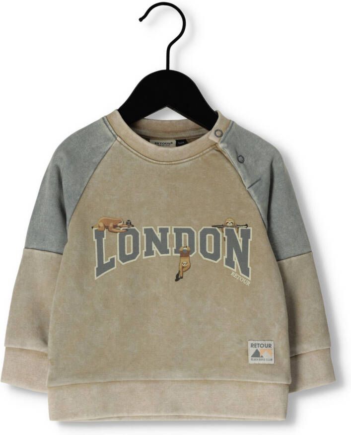 Retour Jeans Retour X Anouk Matton sweater London met tekst zand blauw Beige Tekst 104