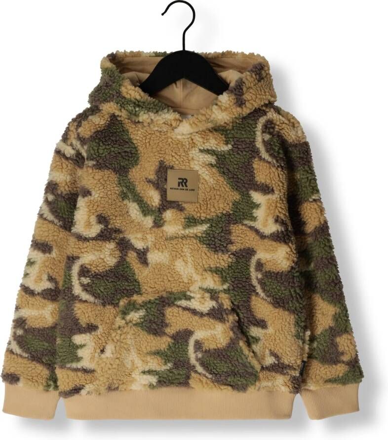 Retour Jeans hoodie Shane met camouflageprint licht camel groen Sweater Bruin Jongens Teddy Capuchon 122 128