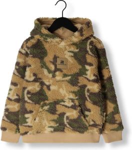 Retour Denim hoodie Shane met camouflageprint licht camel groen