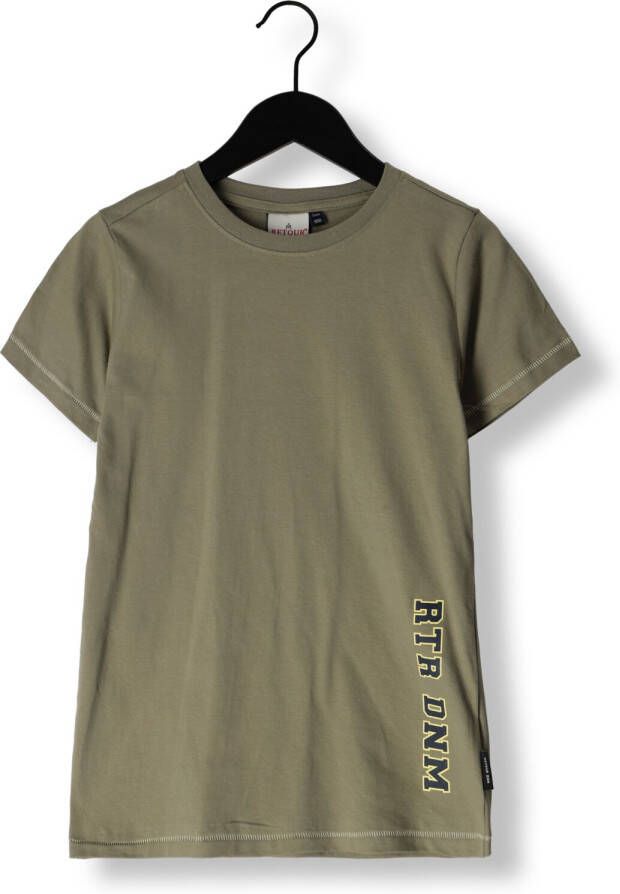 Retour Jeans T-shirt Italo met backprint licht armygroen Jongens Katoen Ronde hals 122 128