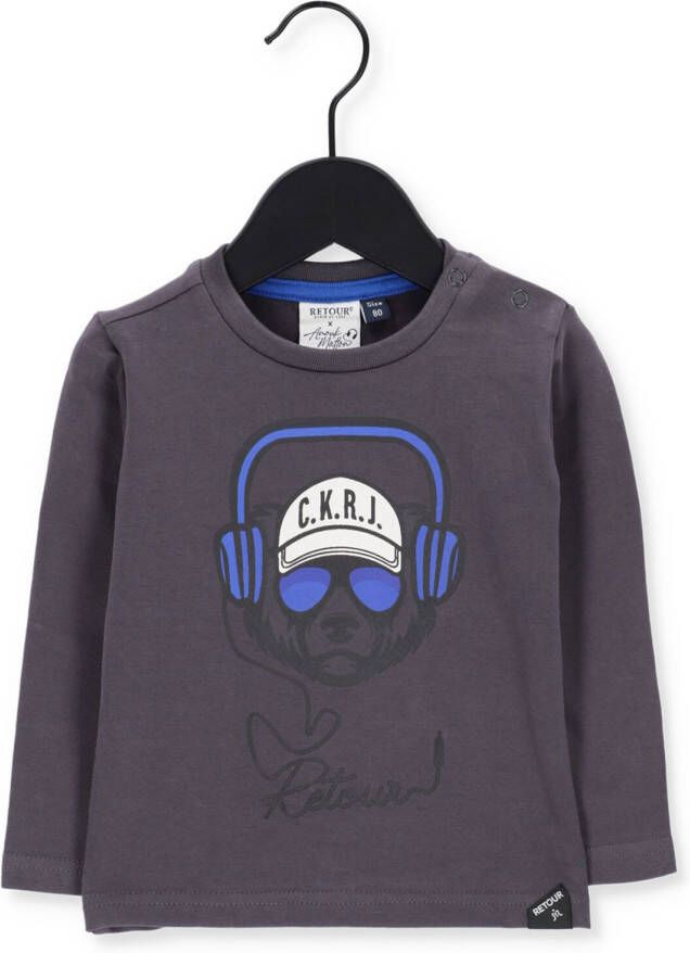 Retour Denim longsleeve met printopdruk grijs Jongens Katoen Ronde hals 92