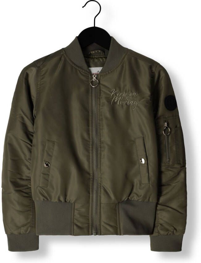 Retour Jeans bomberjack zomer Vivian met tekst khakigroen Jas Meisjes Polyester Ronde hals 134 140